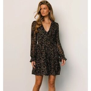 Baltic Born Black and Brown Floral Long Sleeve Dress